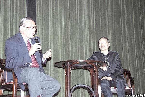 Krzysztof Zanussi w rozmowie z Krzysztofem Piotrowskim. Zdjęcie: Andrzej Żabka