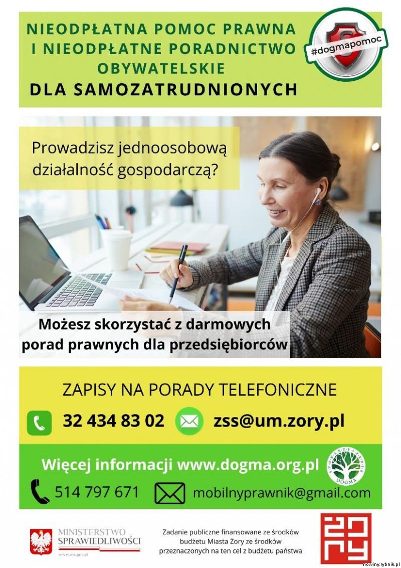 Stowarzyszenie DOGMA wspomaga samo zatrudnionych w czasie pandemii, nowe przepisy wprowadziły bowiem zmiany w nieodpłatnej pomocy prawnej i poradnictwa obywatelskiego / www.zory.pl